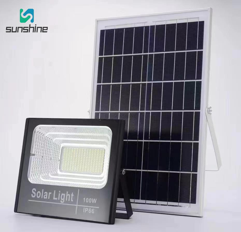 Sunhine Brand Outdoor Waterproof IP65 SMD Aluminum Rechargeable Mobile Phone All in One LED Solar Floodlight